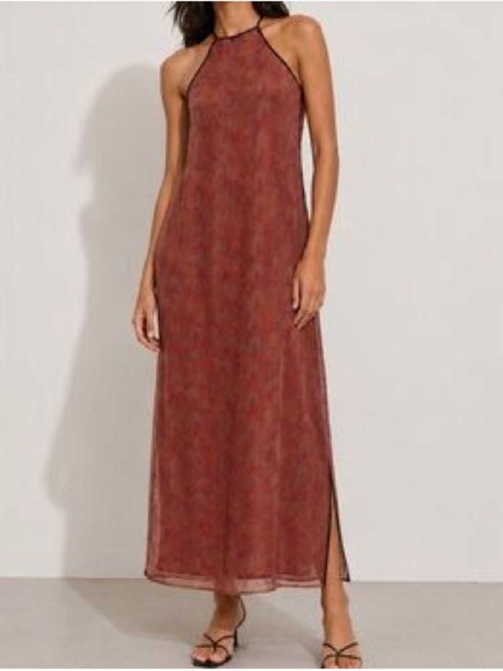 ARITZIA Babaton Halter Embroidered  Mesh Slit Dress fits like Size XS-S